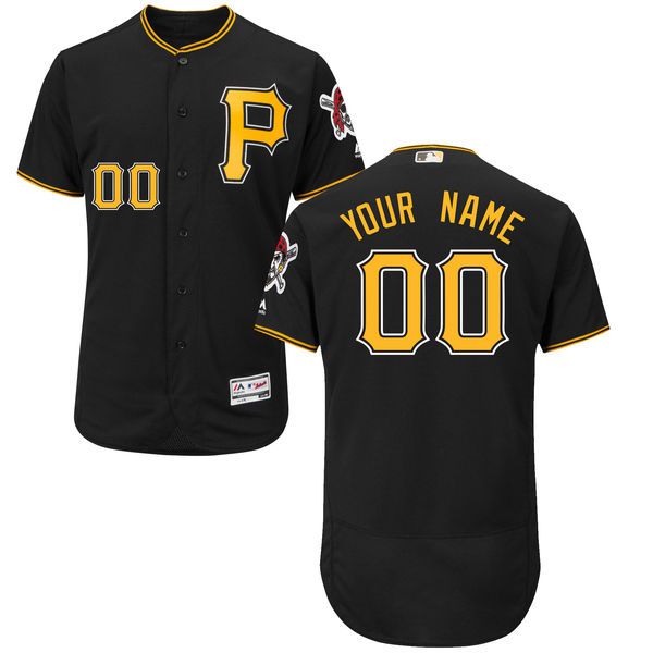 Men Pittsburgh Pirates Majestic Alternate Black Flex Base Authentic Collection Custom MLB Jersey